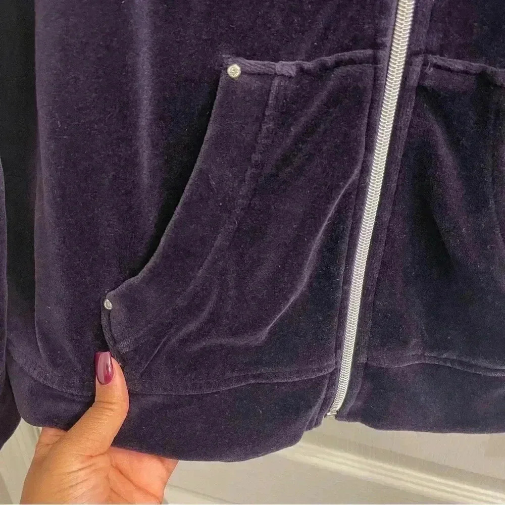 Zenergy By Chico’s | Dark Purple Velour Rhinestone Track Jacket - Picture 4 of 11